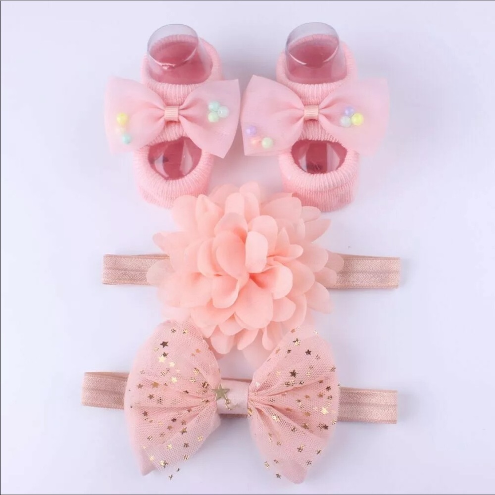 NWT 3Pcs/Set Lace Princess Baby Headbands Socks